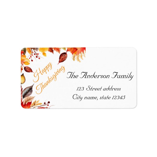 Rustikaler Erntedank Pumpkin Wasserfarben Herbst Adressaufkleber (Vorne)