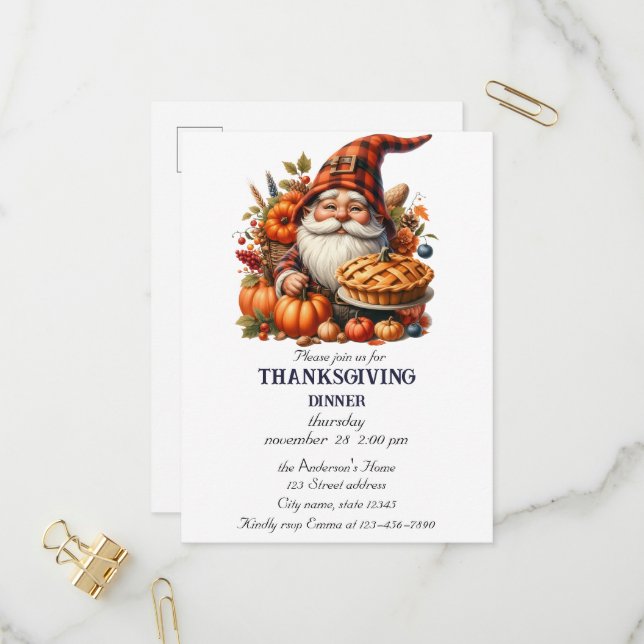 Rustikaler Erntedank Pumpkin Wasserfarben Herbst Einladungspostkarte (Vorderseite/Rückseite Beispiel)