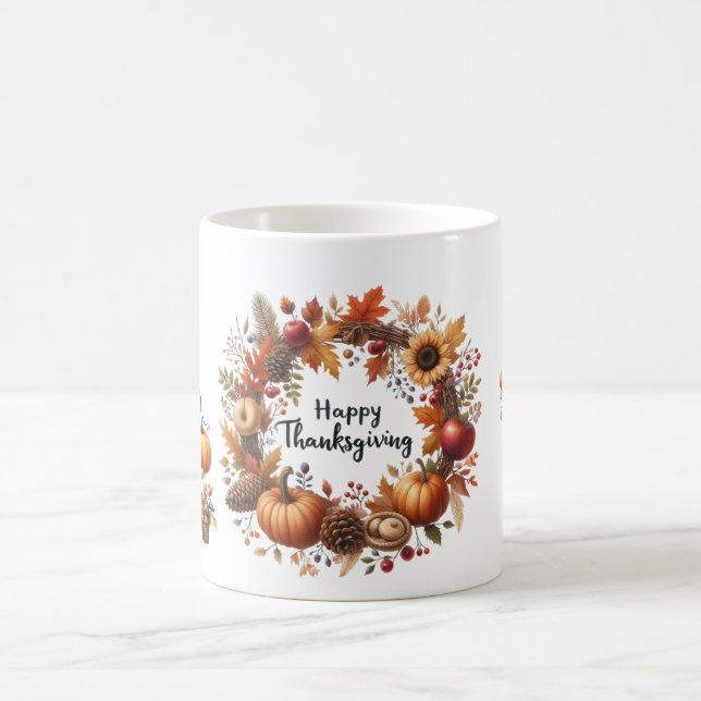 Rustikaler Erntedank Pumpkin Wasserfarben Herbst Kaffeetasse (Mittel)
