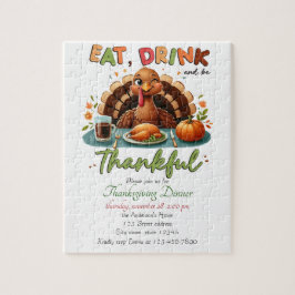 Rustikaler Erntedank Pumpkin Wasserfarben Herbst Puzzle