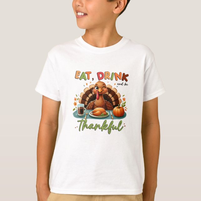 Rustikaler Erntedank Pumpkin Wasserfarben Herbst T-Shirt (Vorderseite)