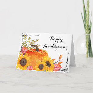 Rustikaler Erntedank Pumpkins Sonnenblume Karte