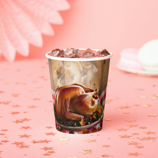 Rustikaler Erntedank Röstete Türkei Babydusche Pappbecher (Insitu)