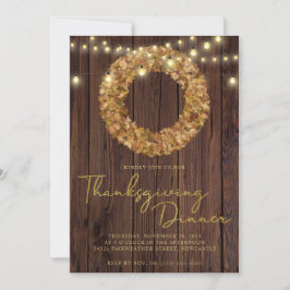 Rustikaler Erntedank Wreath String Lights Wood Einladung