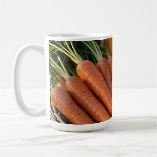Rustikaler Erntekorb Kürbisse Karotten Kaffeetasse