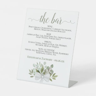 Rustikaler Eukalyptus Bar Drinks Menü Hochzeit Sockelschild