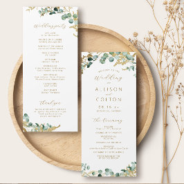 Rustikaler Eukalyptus goldenes Grün Boho Hochzeit Programm