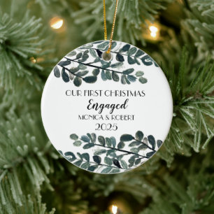 Rustikaler Eukalyptus Keepake Erste Weihnachten Ve Keramik Ornament