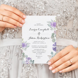 Rustikaler Eukalyptus Lila Hochzeitstag Einladung