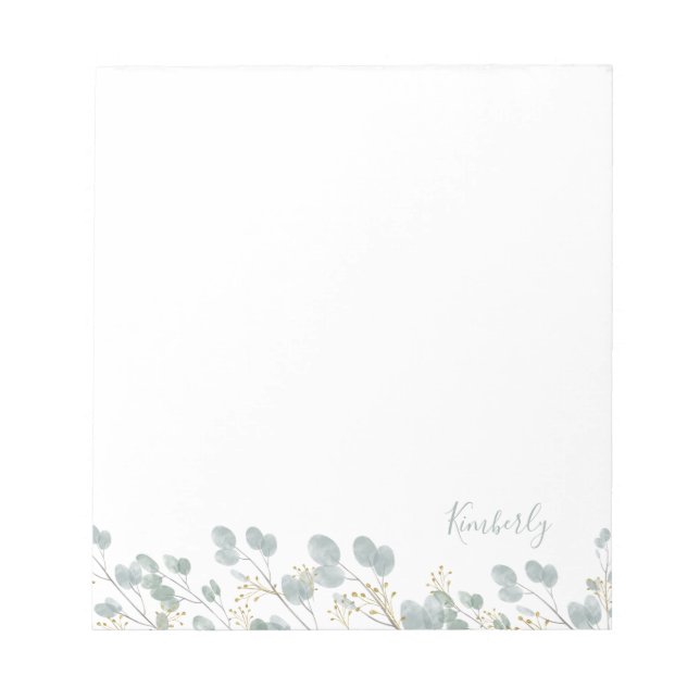 Rustikaler Eukalyptus mit Name Notepad Notizblock (Vorderseite)