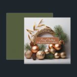 Rustikaler Evergreen und Waldbrand Feiertagskarte<br><div class="desc">Ein eleganter,  moderner festlicher,  immergrüner Weihnachtskranz aus immergrün und Holz mit rustikalen boho Dekorationen und Kiefernkegel.</div>