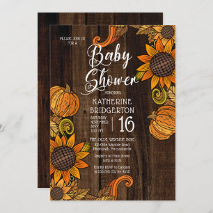 Rustikaler Fall Autumn Sunflowers Baby Shower Einladung