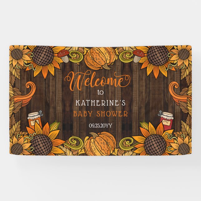 Rustikaler Fall | Babydusche im Herbst Willkommen Banner (Horizontal)