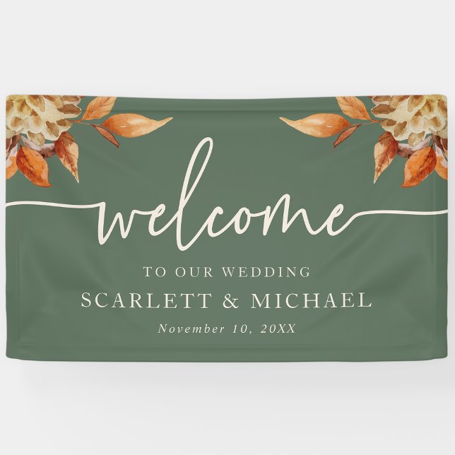 Rustikaler Fall Begrüßungsbanner Banner (Rustic Fall Floral Welcome Sign Wedding Banner by Painted Paperie
)