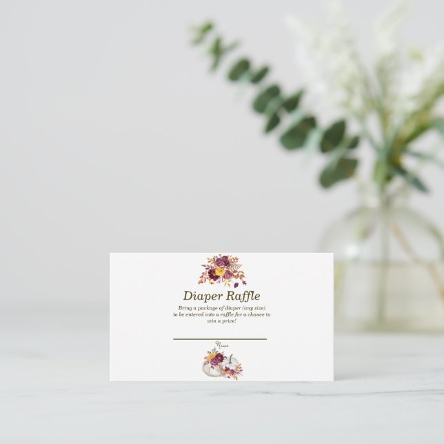 Rustikaler Fall Floral & Charming White Pumpkin Ra Platzkarte (Stehend Vorderseite)