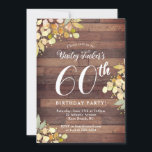 Rustikaler Fall Florals Gold Foil Dots 60. Geburts Einladung<br><div class="desc">Dieses Design zeichnet sich durch hübsch gestrichene Äste und Blätter in Herbstfarben mit Imitaten goldgepolsterten Punkten auf einem rustikalen Holzboden aus. Klicken Sie auf die Schaltfläche Anpassen, um den Text zu verändern oder die Grafik zu verschieben! Variationen dieses Designs sowie der Koordinationsprodukte sind in unserem Shop, zazzle.com/store/doodlelulu, erhältlich. Kontaktieren Sie...</div>