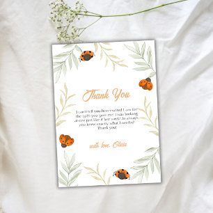 Rustikaler Fall Ladybug Grüne Kinderdusche Dankeskarte