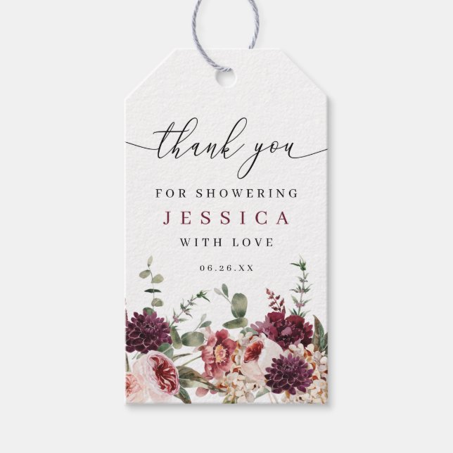 Rustikaler Fall Land Boho Brautparty Gefallen Geschenkanhänger (Vorderseite)