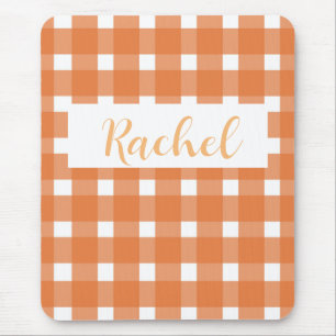 Rustikaler Fall Orange White Gingham Mousepad