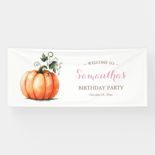 Rustikaler Fall Pumpkin Birthday Banner (Horizontal)