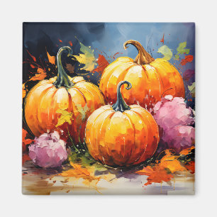 Rustikaler Fall Pumpkin farbige Herbst Blätter Magnet