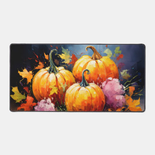 Rustikaler Fall Pumpkin farbige Herbst Blätter Schreibtischunterlage