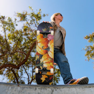 Rustikaler Fall Pumpkin farbige Herbst Blätter Skateboard