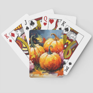 Rustikaler Fall Pumpkin farbige Herbst Blätter Spielkarten