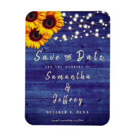 Rustikaler Fall Sonnenblume Hochzeitblau Save the  Magnet