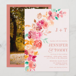 Rustikaler Fall Terracotta Foto Hochzeit Einladung