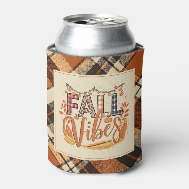 Rustikaler Fall Vibes Burnt Orange Kariert Print H Dosenkühler (Kanne Vorderseite)