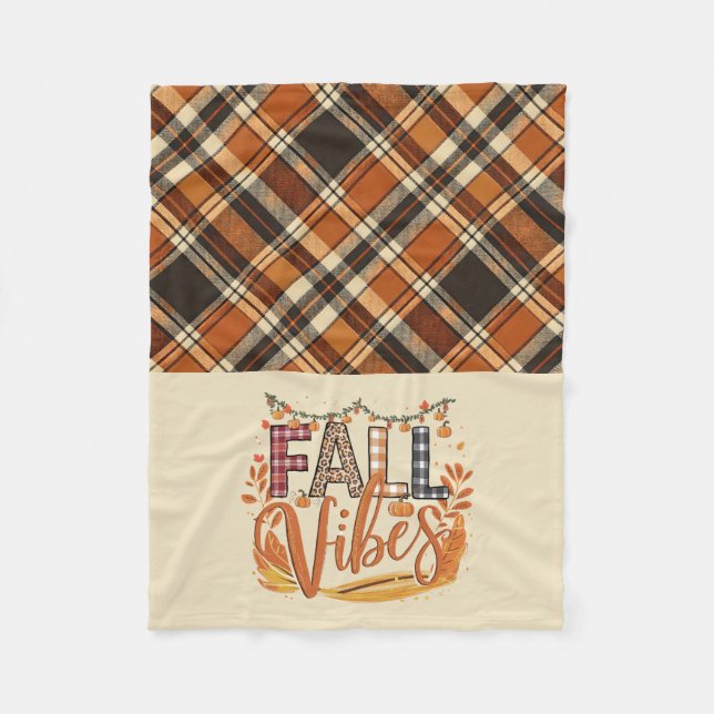 Rustikaler Fall Vibes Burnt Orange Kariert Print H Fleecedecke (Vorderseite)