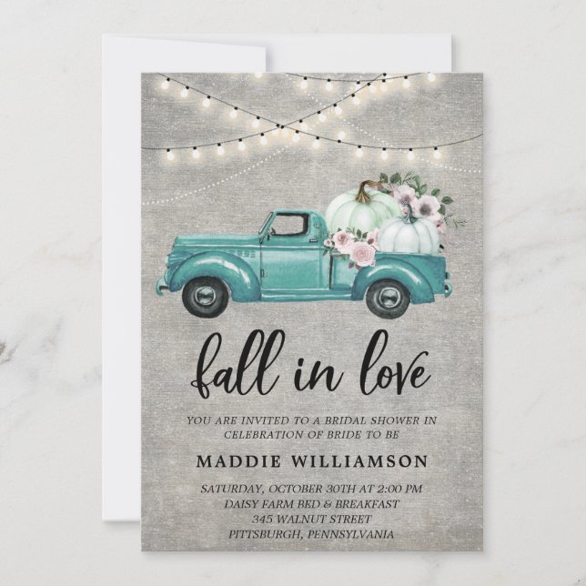 Rustikaler Fall von Liebe Pumpkins Brautparty Einladung (Vorderseite)