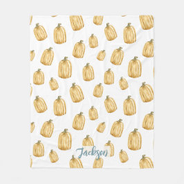 Rustikaler Fall Wasserfarbe Orange Pumpkin Fleecedecke