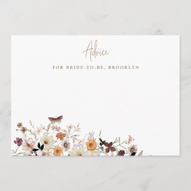 Rustikaler Fall Wilde Blume Brautparty Hinweiskarte (Vorderseite)