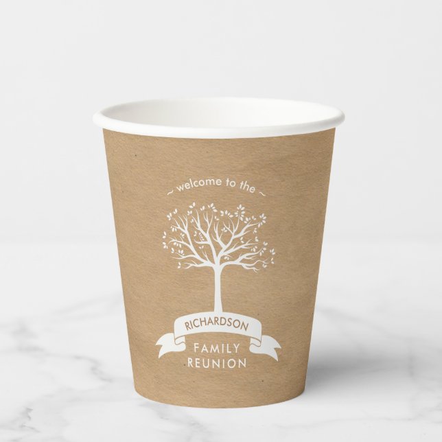 Rustikaler Familienbaum | Kraft Look Family Wieder Pappbecher (Vorderseite)