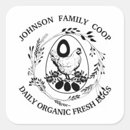 Rustikaler Familienbetrieb Bauernhof Bio Frischeie Quadratischer Aufkleber