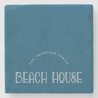 Rustikaler Familienname Beach House Text Türkis