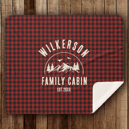 Rustikaler Familienname Kabine Hütte Retro Rot Kar Sherpadecke