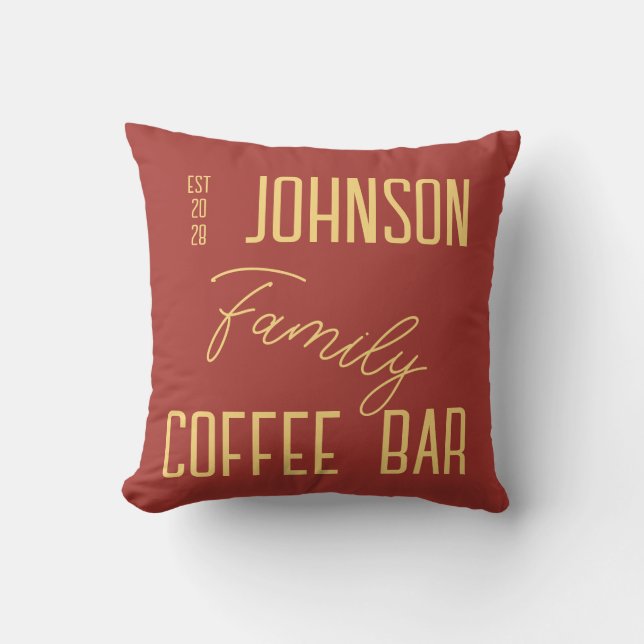 Rustikaler Familienname Küchencoffee Kissen (Vorderseite)