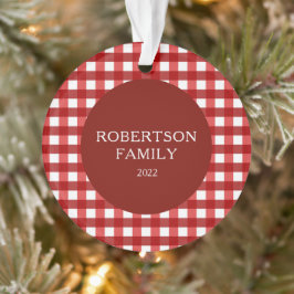 Rustikaler Familienname Roter Karierter Ornament