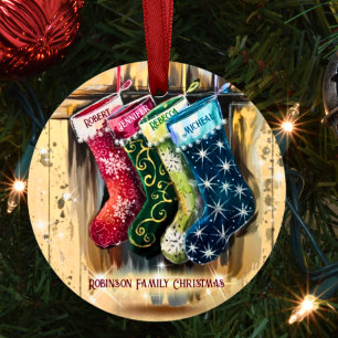 Rustikaler Familienname Twinkle Weihnachten Ornament Aus Metall