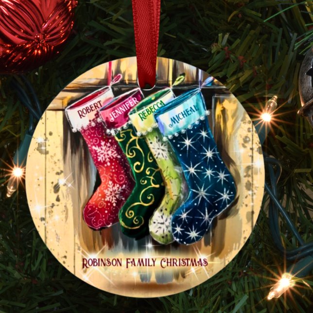 Rustikaler Familienname Twinkle Weihnachten Ornament Aus Metall (Von Creator hochgeladen)