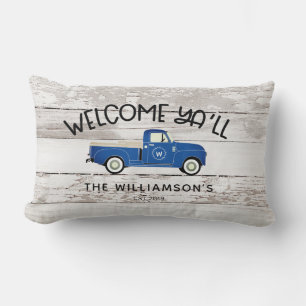 Rustikaler Farmhaus-Stil Vintage-LKW-Familienname Lendenkissen