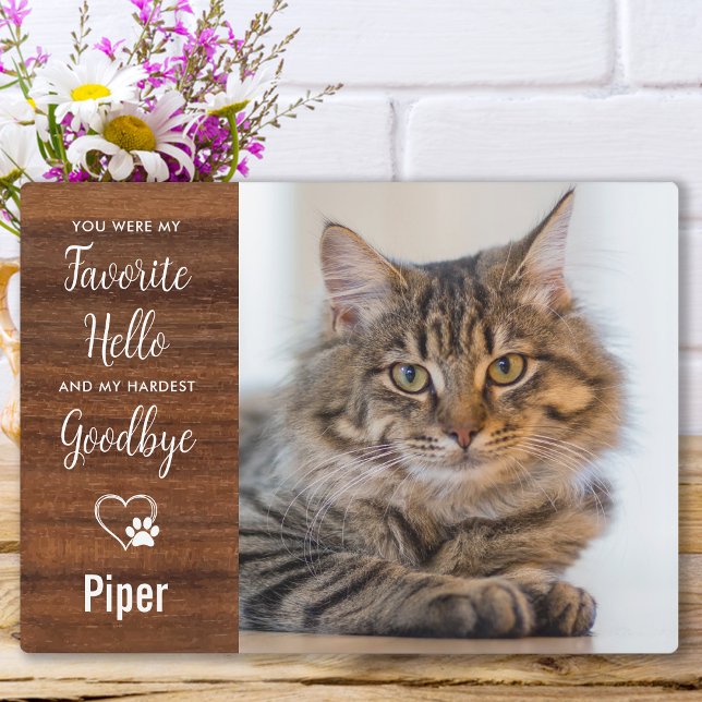 Rustikaler Favorit Hallo Hardest Goodbye Pet Memor Fotoplatte (Von Creator hochgeladen)