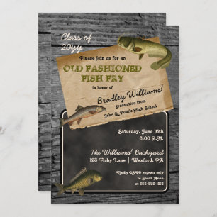 Rustikaler Fisch Abschluss Backyard Cookout Party Einladung