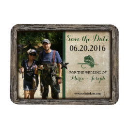 Rustikaler Fischfang Lure Save the Date Foto Magne Magnet