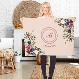 Rustikaler Florals Erntedank Custom Monogram Fleecedecke
