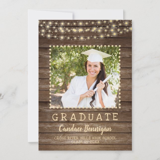 Rustikaler Foto Abschluss Ankündigung (Vorderseite)