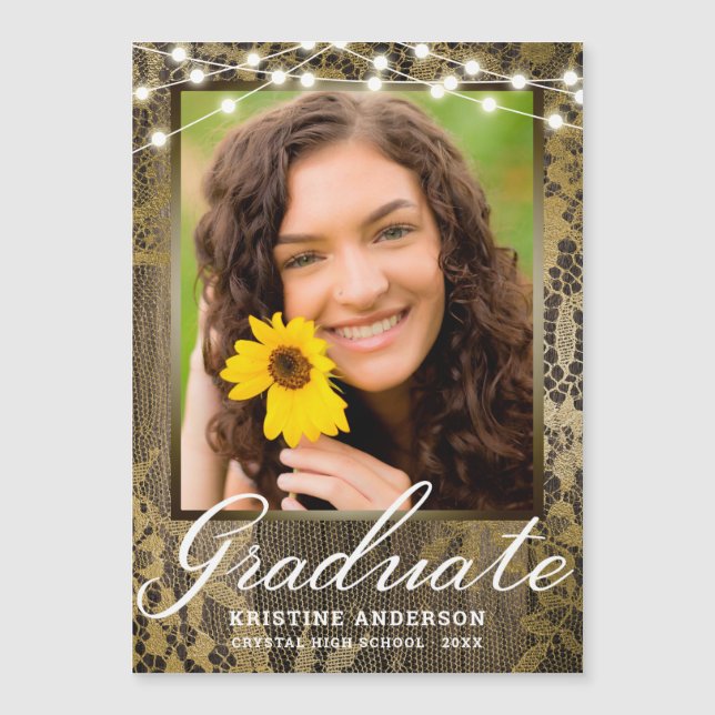 Rustikaler Foto-Abschluss mit Spitzen-Holzbalken Magnetkarte (Vorderseite)